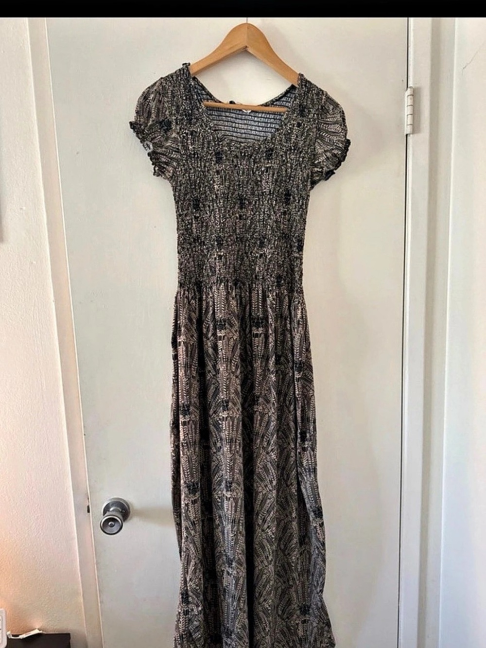 Women's Geometric Maxi Dress in Black & Gray